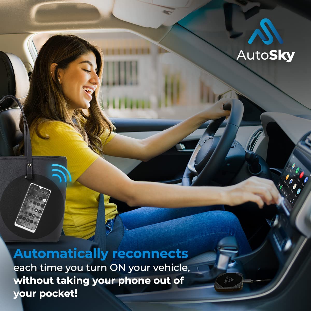 AutoSky Wireless Android Auto Car Adapter