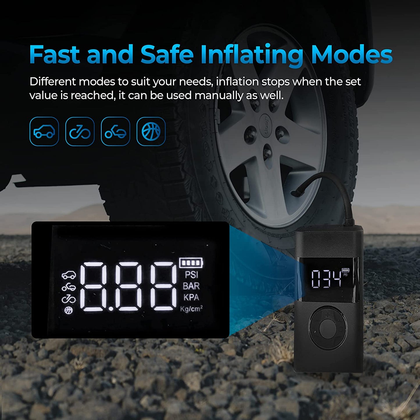Portable Car Tire Inflator by AutoSky - Efficient Air Compressor