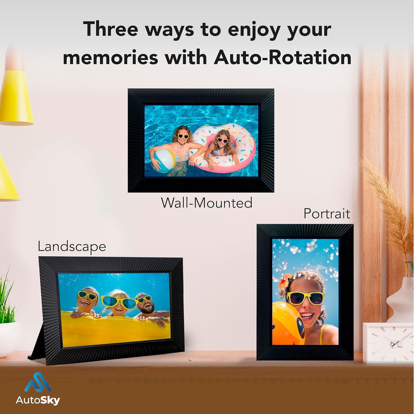 AutoSky WiFi Digital Photo Frame 10.1 Inch IPS Touchscreen Electronic Photo Frame with 32GB Digital Picture Frames Share Photos Videos Music Calendar Alarm Auto Rotate Decor Gift ADF-777