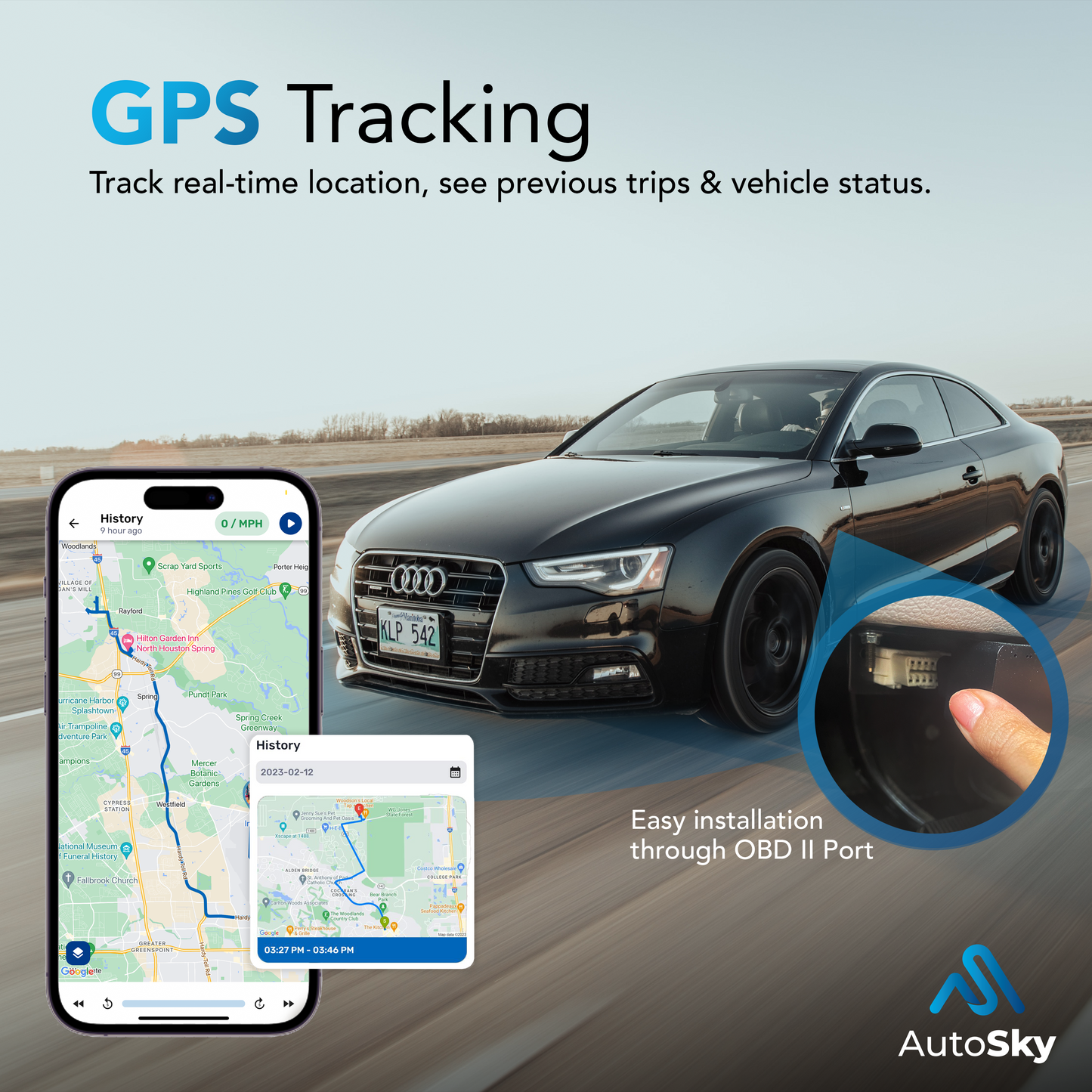 AutoSky Vehicle GPS Tracker - Model: AVT-210 - OBDII