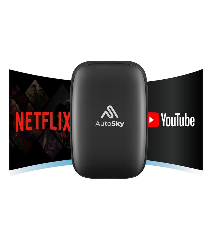 AutoSky Ai Box Lite Air - Wi-Fi and Bluetooth Connectivity, Expandable Storage with Youtube and Netflix Wired CarPlay Required