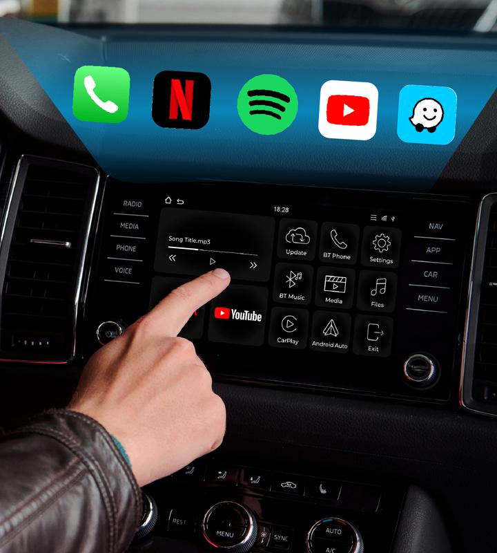 AutoSky Ai Box Lite Air - Wi-Fi and Bluetooth Connectivity, Expandable Storage with Youtube and Netflix Wired CarPlay Required