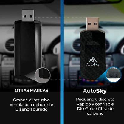 Adaptador de CarPlay inalámbrico AutoSky Pro Slim - Convierte tu CarPlay por cable en CarPlay inalámbrico - Instalación sencilla WUA-4 Co