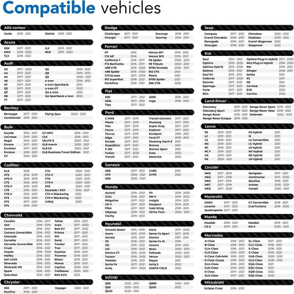 600 Compatible vehicles list AutoSky Wireless CarPlay Adapter Pro
