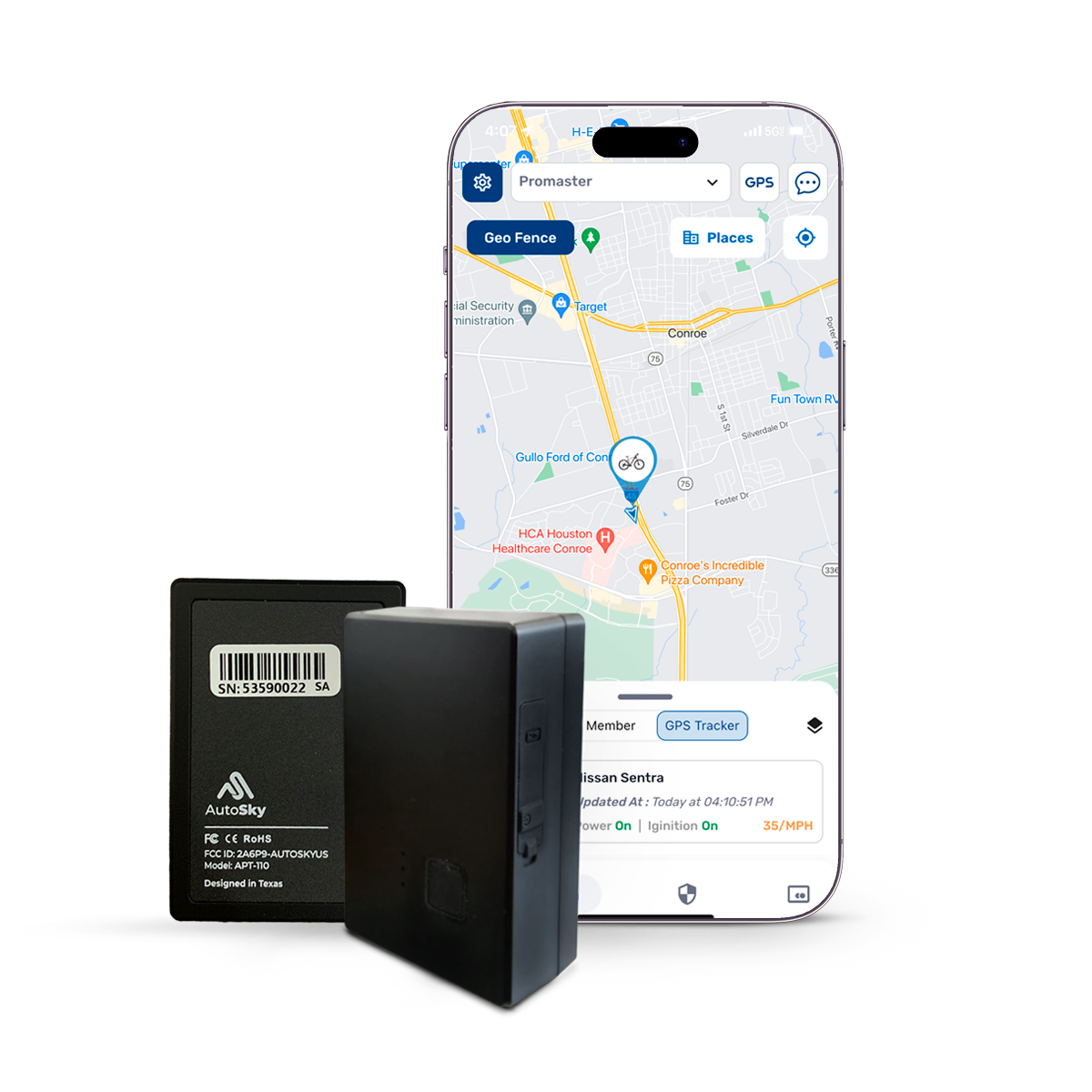 Rastreador GPS portátil AutoSky - Modelo: APT-110 - Tamaño mediano