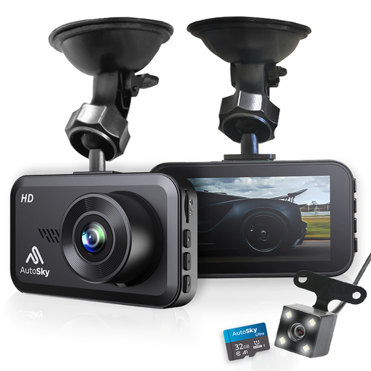 AutoSky HD Dash Cam Front and Rear