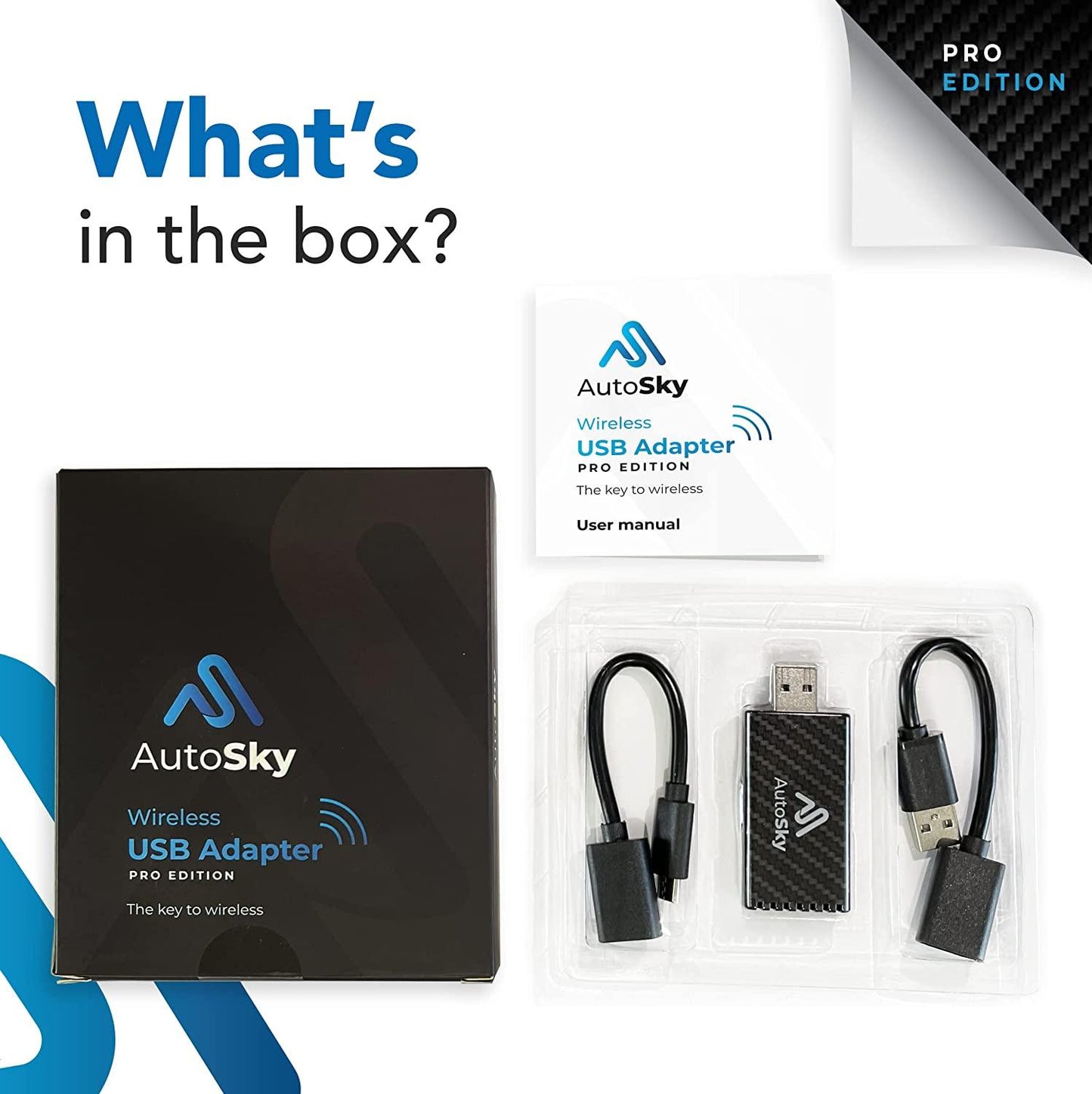 whats in the box AutoSky Wireless CarPlay Adapter Pro 