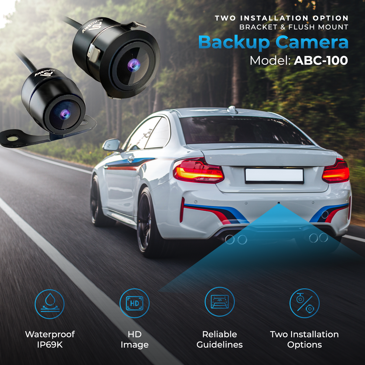 backup camera AutoSky HD Back up Camera - Flush or Butterfly Mount - Wide View Angle Universal