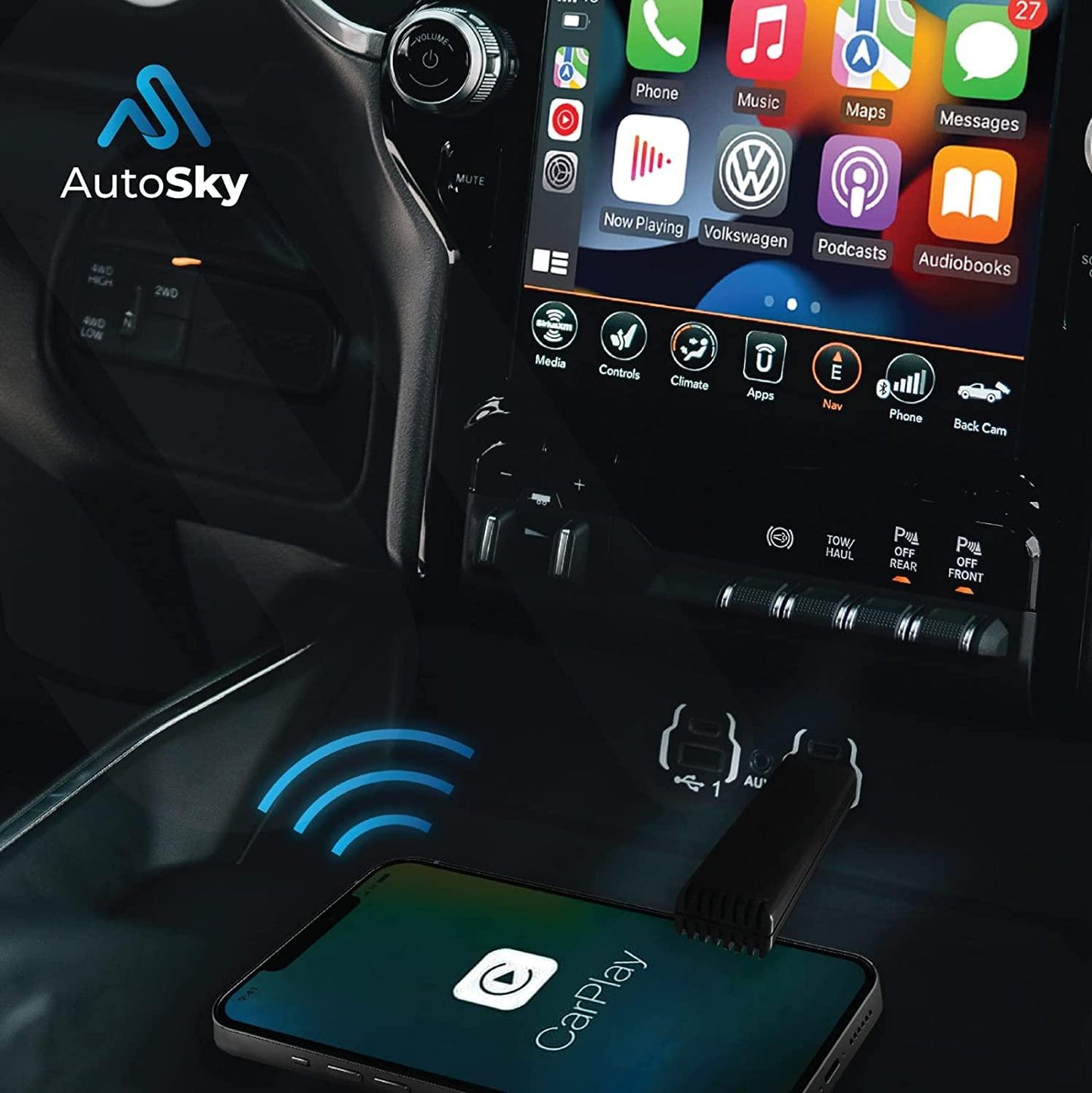 carplay connect dashboard AutoSky Wireless CarPlay Adapter