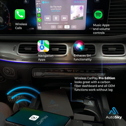dashboard AutoSky Wireless CarPlay Adapter Pro