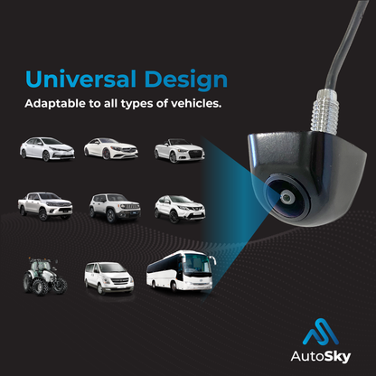 universal design AutoSky HD Back up Camera - Metal OEM Style housing, Waterproof, Night Vision and Ultra Wide Angle