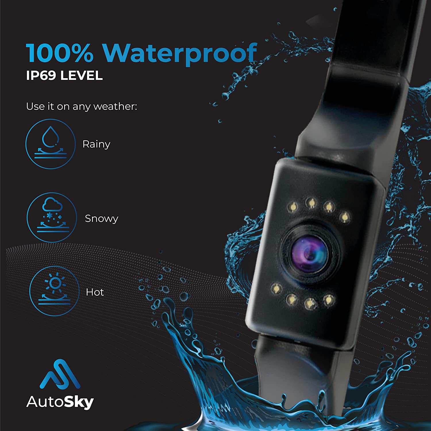 waterproof AutoSky Newest HD Back up Camera, 8 LED License Plate Reverse Camera
