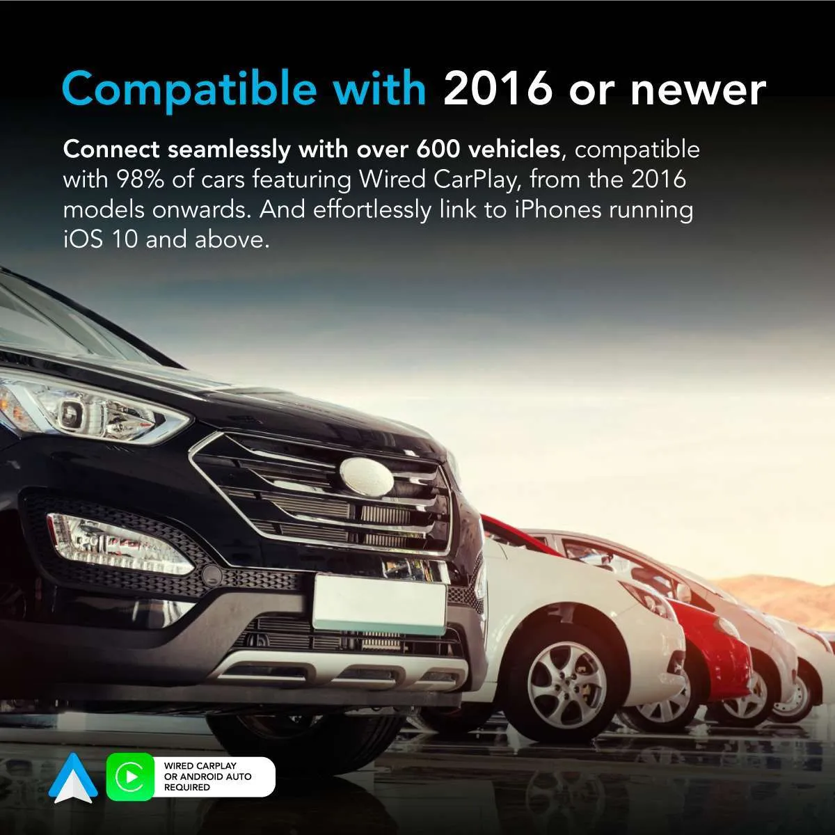 AutoSky Wireless Carplay Adapter and Android Auto - Sapphire Edition - Plug & Play - WUA 8 Compatibility